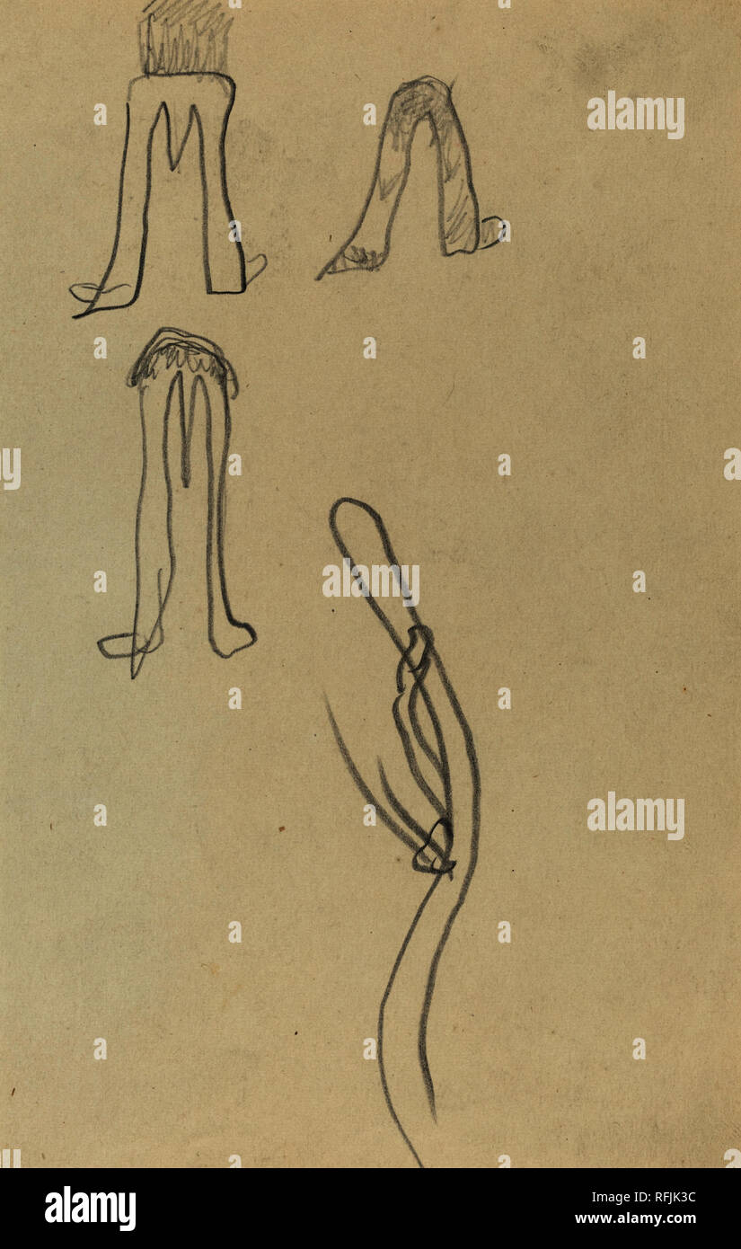 Cuatro formas fantásticas [anverso]. Fecha: 1884-1888. Dimensiones: total: 16,9 x 13,2 cm (6 5/8 x 5 3/16 pulg.). Medio: Grafito sobre papel tejió. Museo: La Galería Nacional de Arte, Washington DC. Autor: Paul Gauguin. Foto de stock