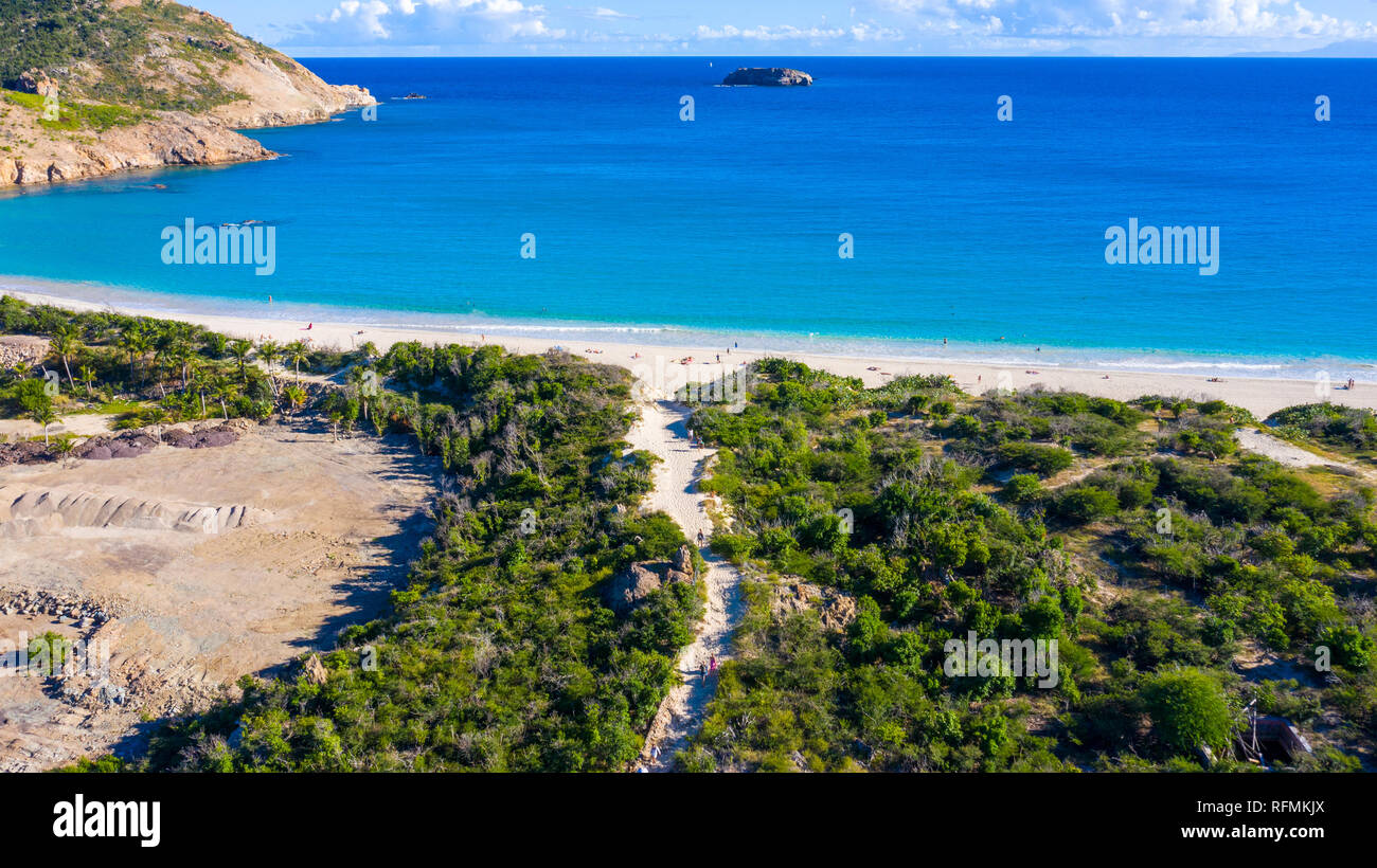 Anse de Grande Saline, o la Playa de Ses Salines, San Bartolomé o St Barths o St Barts, Mar Caribe Foto de stock