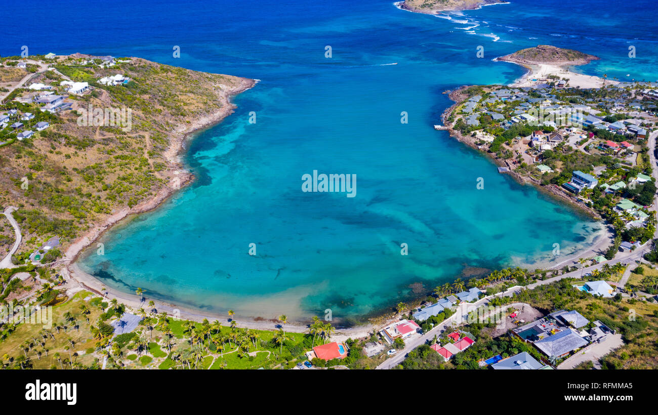 La playa de Marigot, San Bartolomé o St Barths o St Barts, Mar Caribe Foto de stock