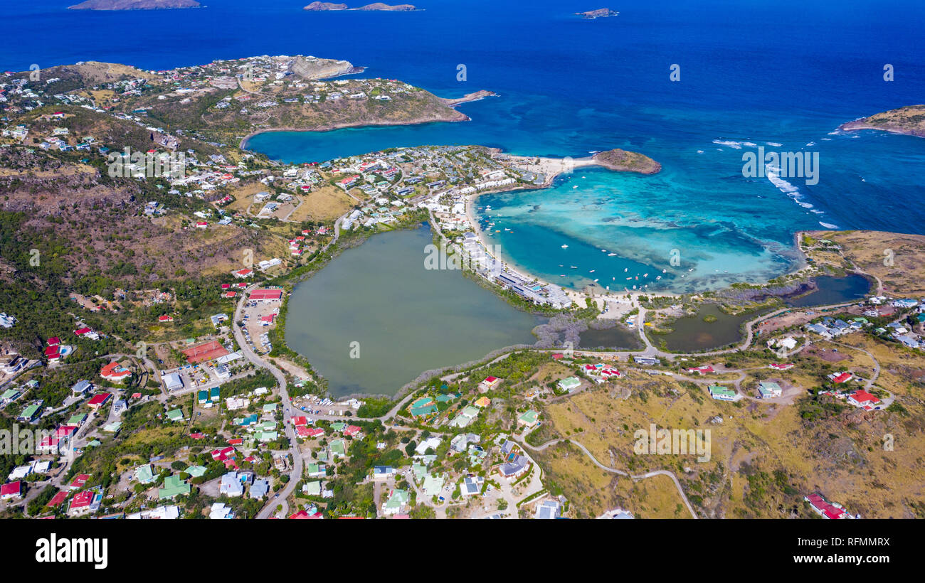 La playa de Grand Cul de Sac, San Bartolomé o St Barths o St Barts, Mar Caribe Foto de stock