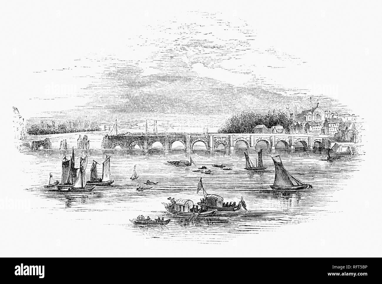 El edificio de Westminster Bridge, a pie de carretera y tráfico de puente sobre el Río Támesis en Londres, la vinculación de Westminster sobre el lado oeste y en el lado este de Lambeth. Financiado por capitales privados, loterías y donaciones, Westminster Bridge fue construido entre 1739 y 1750, bajo la supervisión del ingeniero suizo Charles Labelye. y se inauguró el 18 de noviembre de 1750. Foto de stock