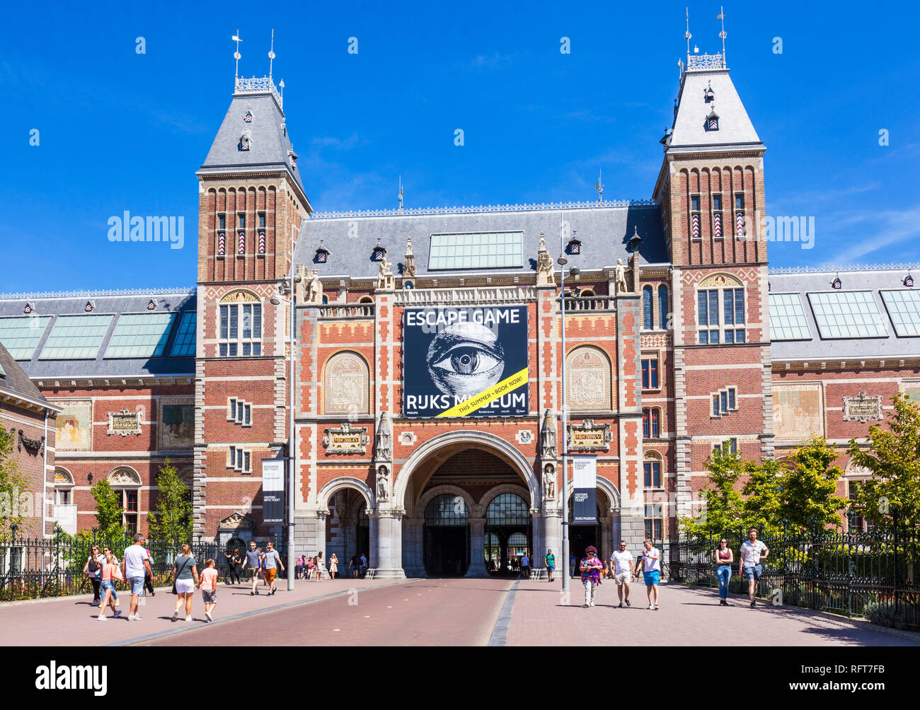 Arco de entrada al Rijksmuseum, museo y galería de arte holandés, Amsterdam, Holanda Septentrional, Holanda, Europa Foto de stock