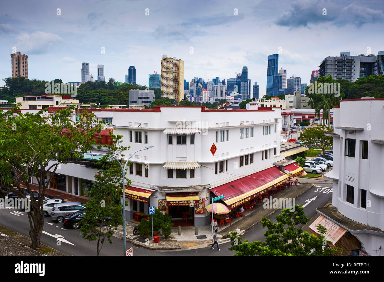 Distrito de Arte Deco de Tiong Bahru, Singapur, Sudeste de Asia, Asia Foto de stock