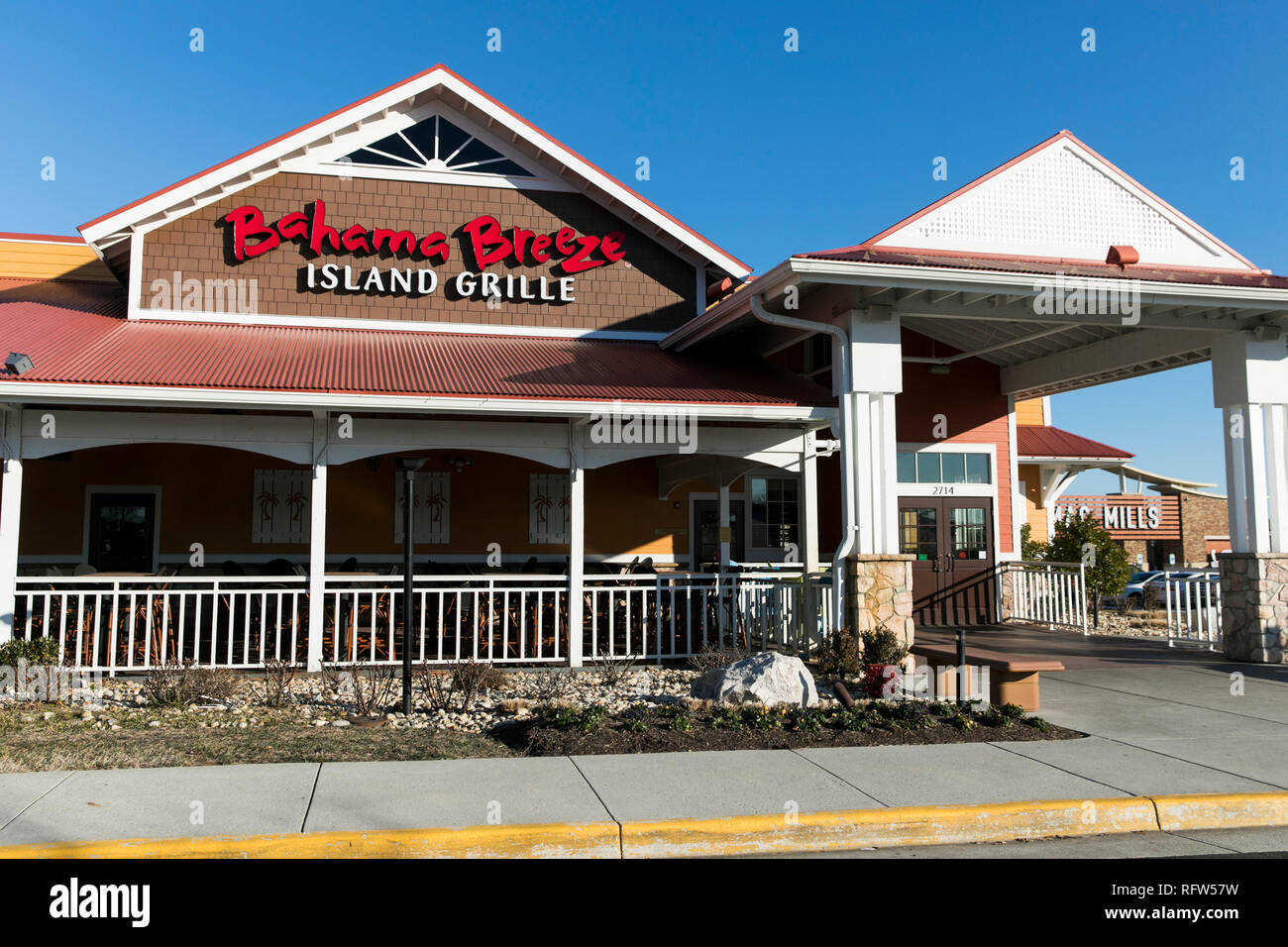 Un logotipo firmar fuera de un restaurante Bahama Breeze ubicación en Woodbridge, Virginia, el 21 de enero de 2019. Foto de stock