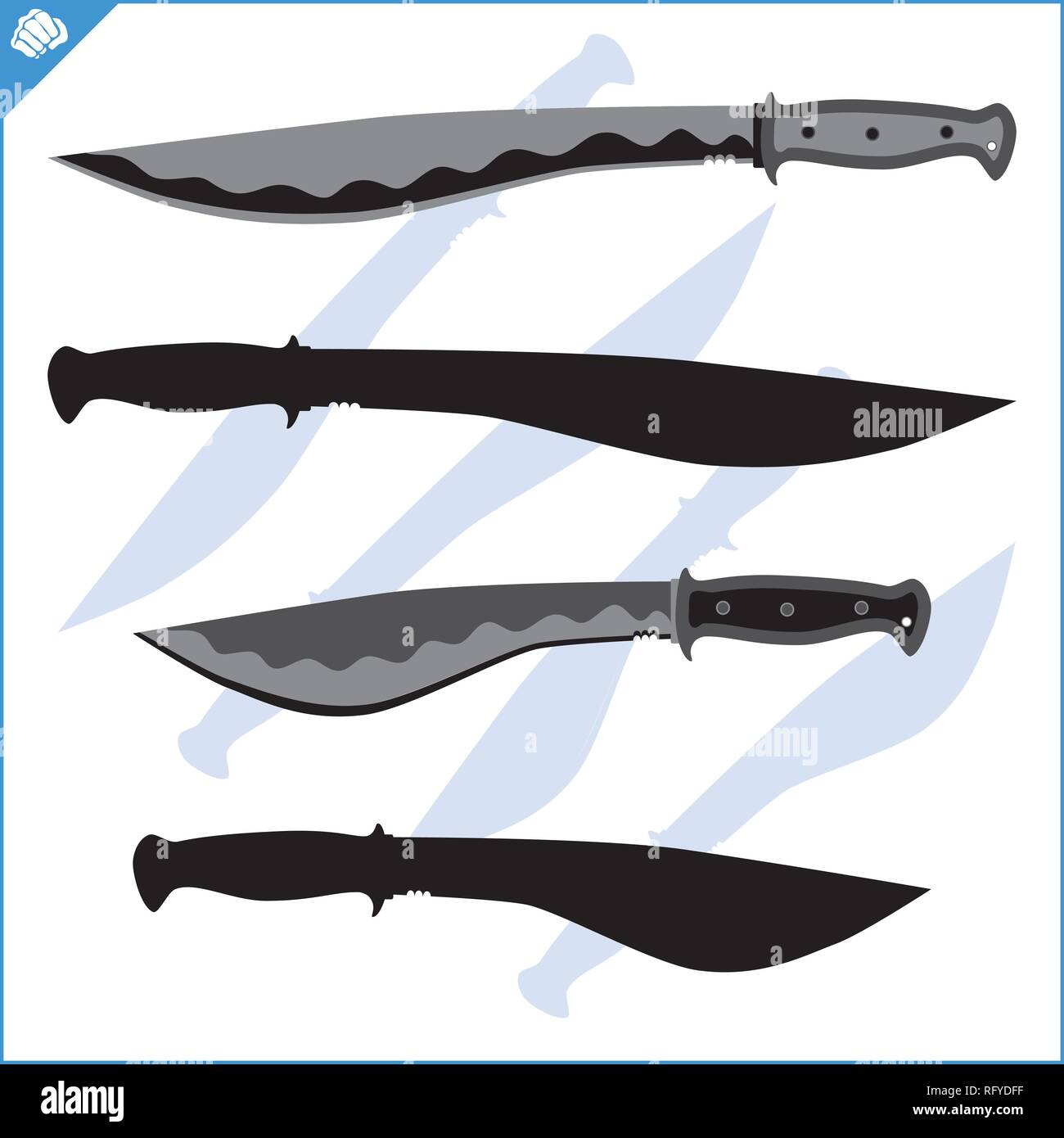 Armas de hoja. Las espadas y las dagas, machetes y otros cold steel Imagen  Vector de stock - Alamy