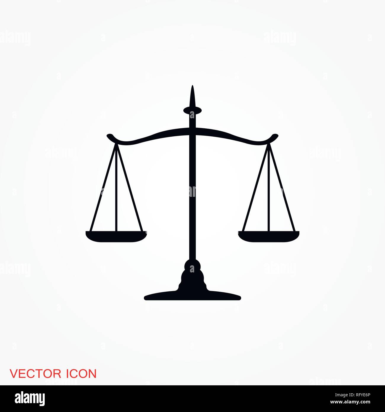 Balanza de la justicia, vector logo icono símbolo de diseño Imagen Vector de  stock - Alamy