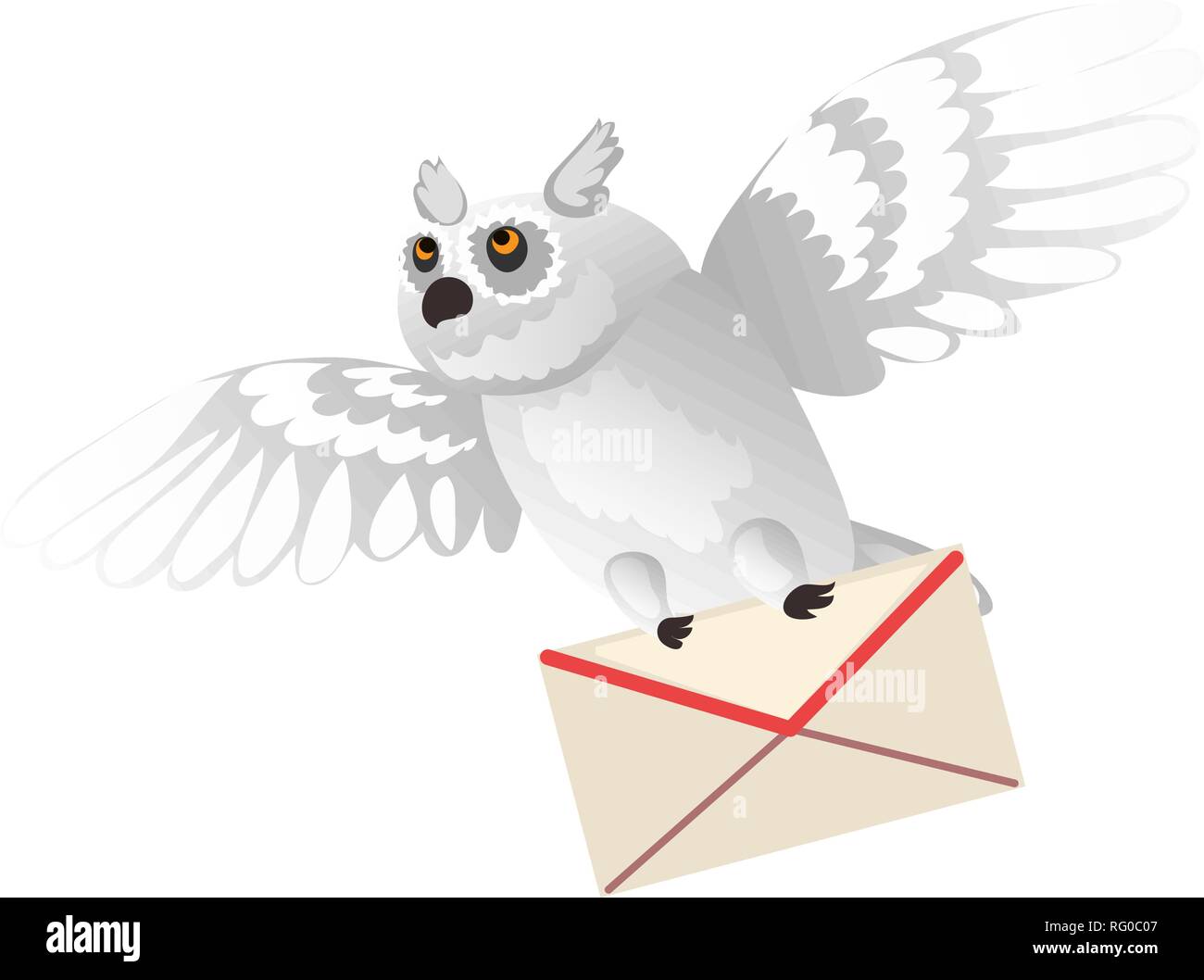 Lechuza Polar Animado Sosteniendo Una Carta En Sus Patas Aislado