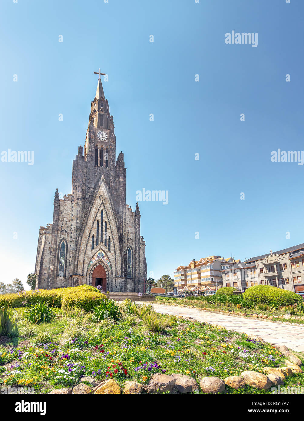 Canela catedral de piedra (iglesia de Nuestra Señora de Lourdes) - Canela, Río Grande do Sul, Brasil Foto de stock