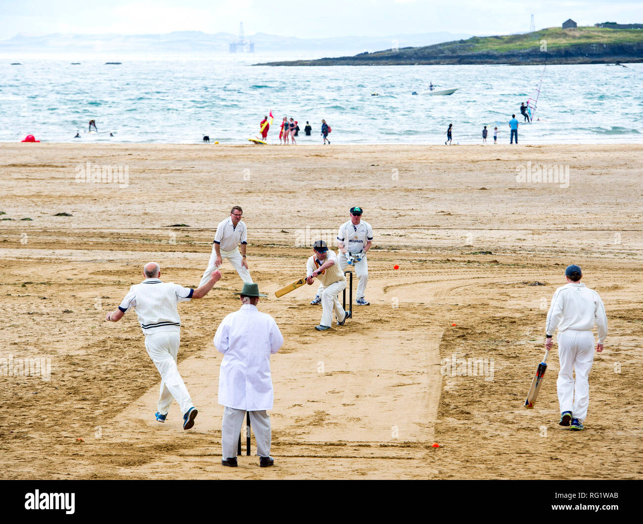 Elie Beach Cricket Festival, Elie, Fife Foto de stock