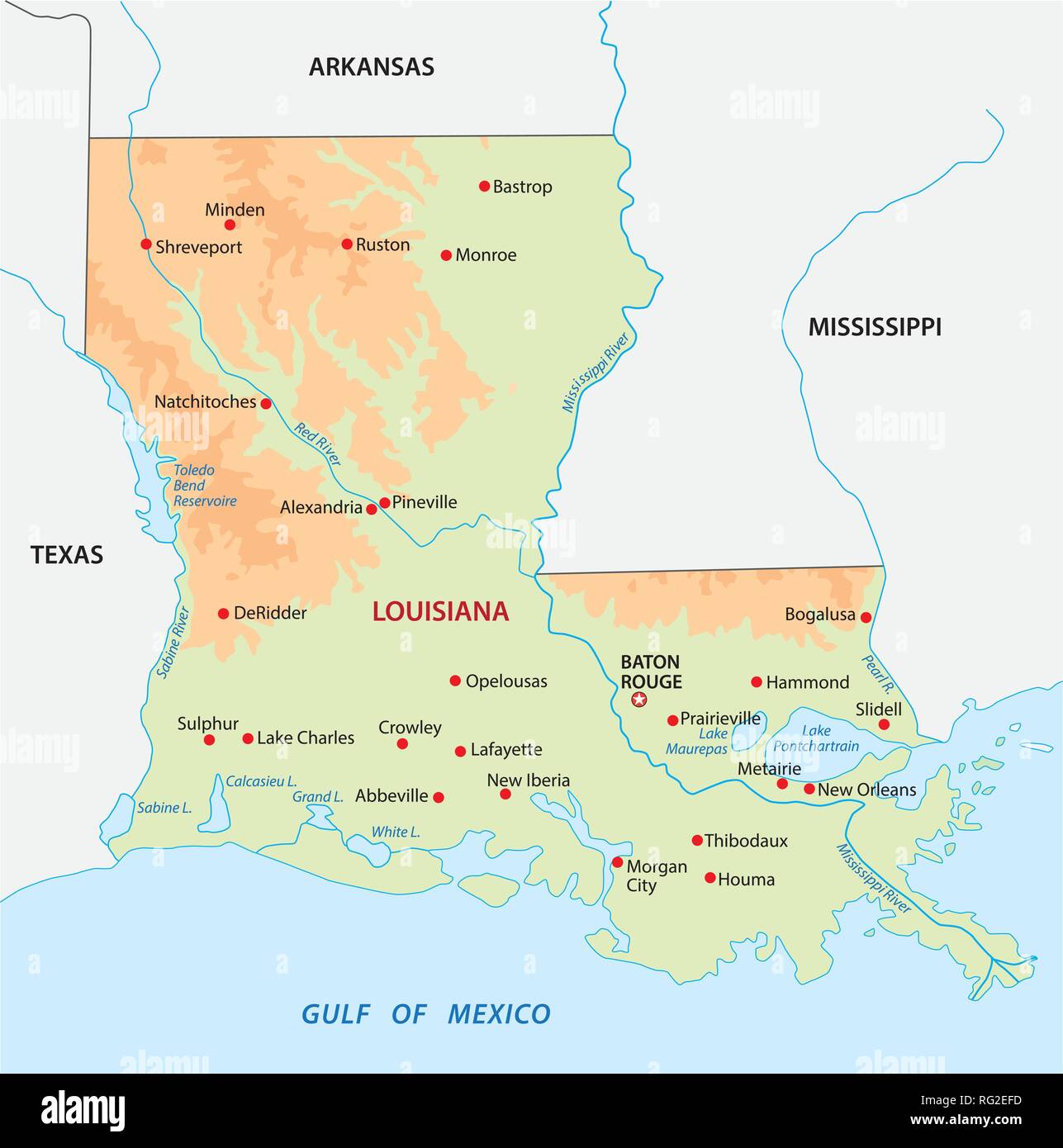 Mapa Del Estado De Luisiana Fotos e Imágenes de stock - Alamy