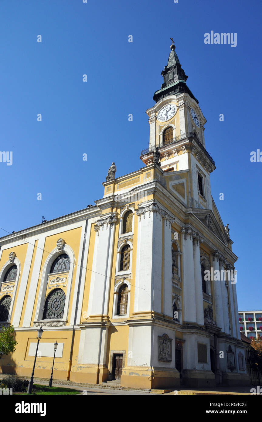 La Gran Iglesia Barroca (Nagytemplom), Kecskemét, condado de Bács-Kiskun, Hungría, Magyarországas, Europa Foto de stock