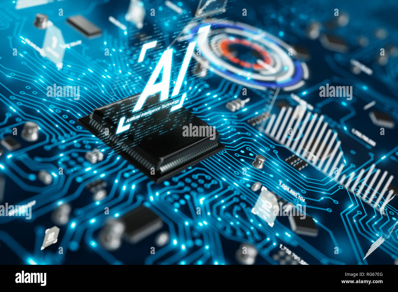 3D Render AI Inteligencia artificial tecnología CPU procesador central