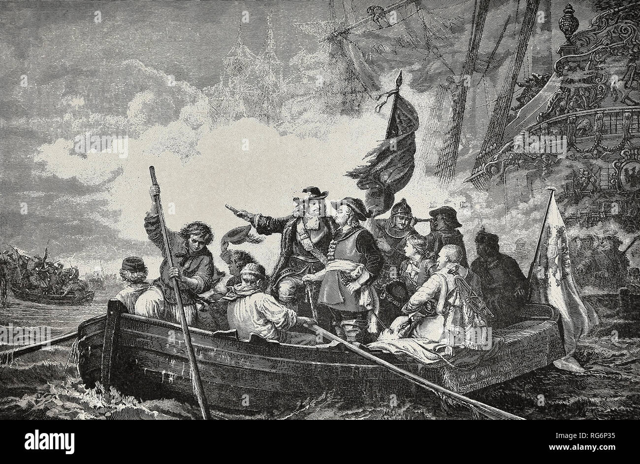 La fundación de la Marina de Prusia - el gran príncipe elector Federico capta la isla de Rugen Foto de stock