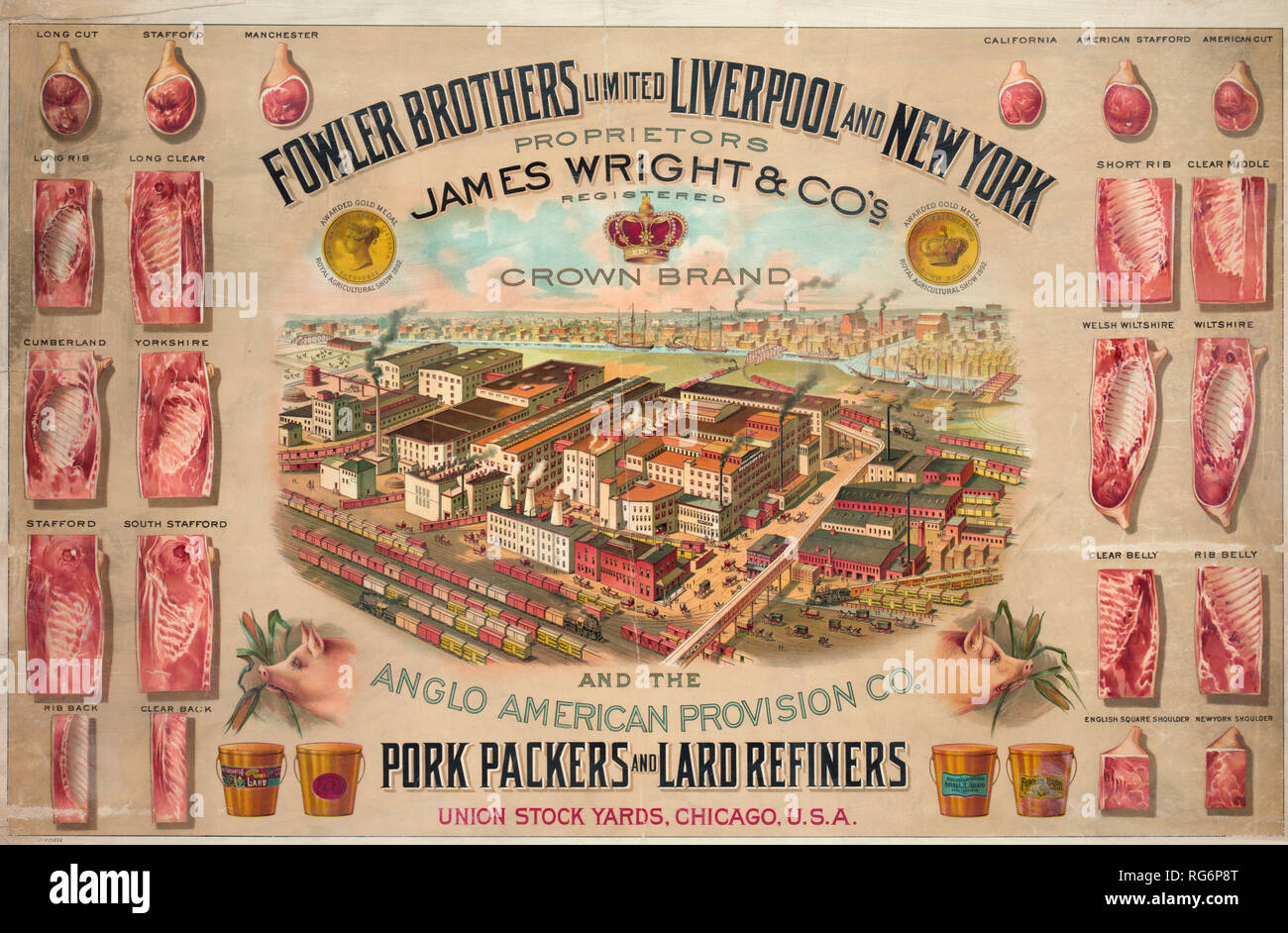 Fowler Brothers Limited Liverpool y Nueva York. Los envasadores y refinadores de manteca de cerdo Foto de stock