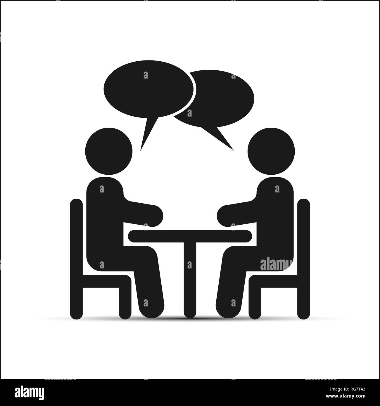 Dibujo sencillo, dos personas sentadas en una mesa y hablar Imagen Vector  de stock - Alamy