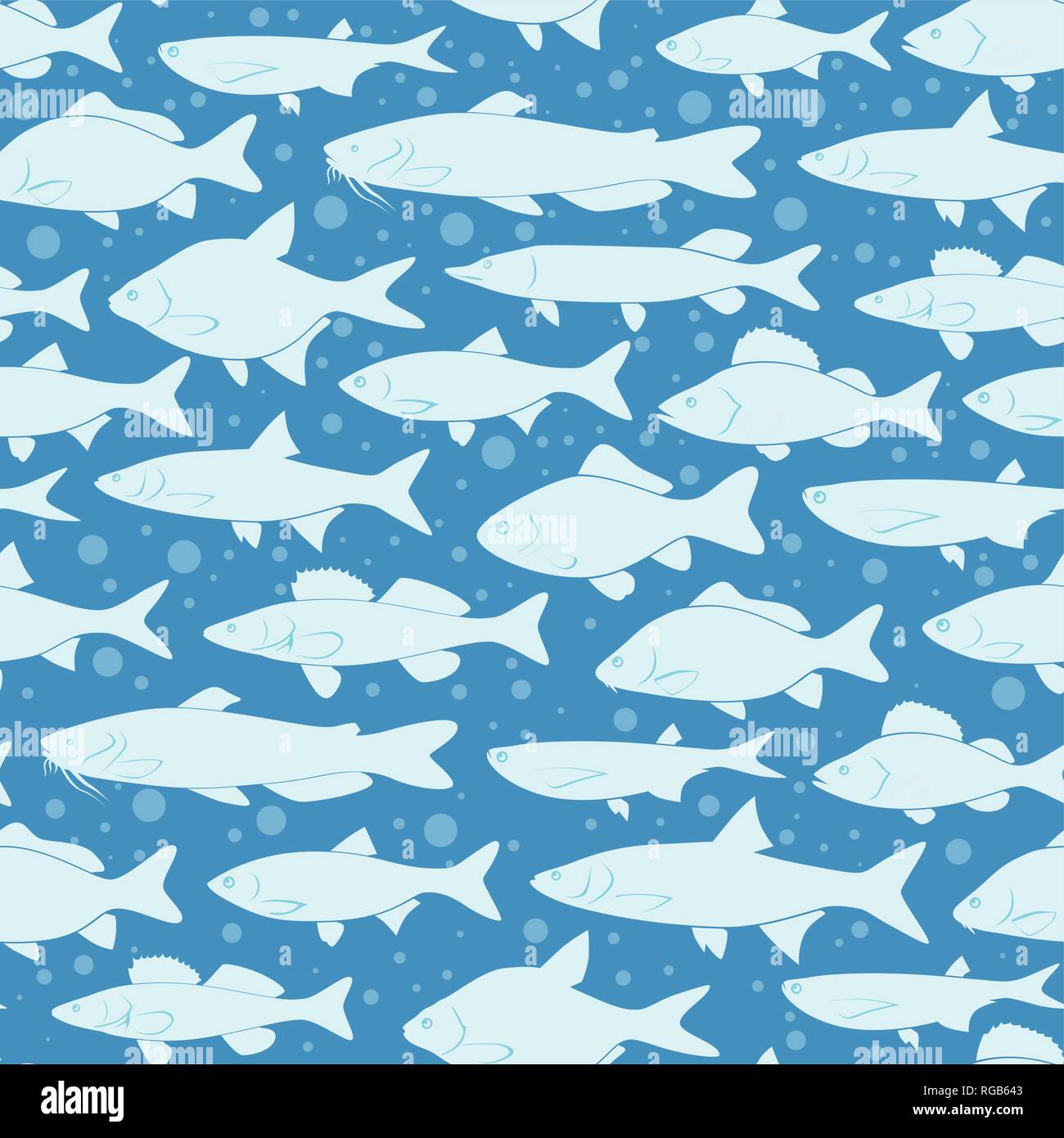 Vector siluetas de peces, fondo con trama perfecta Imagen Vector de stock -  Alamy