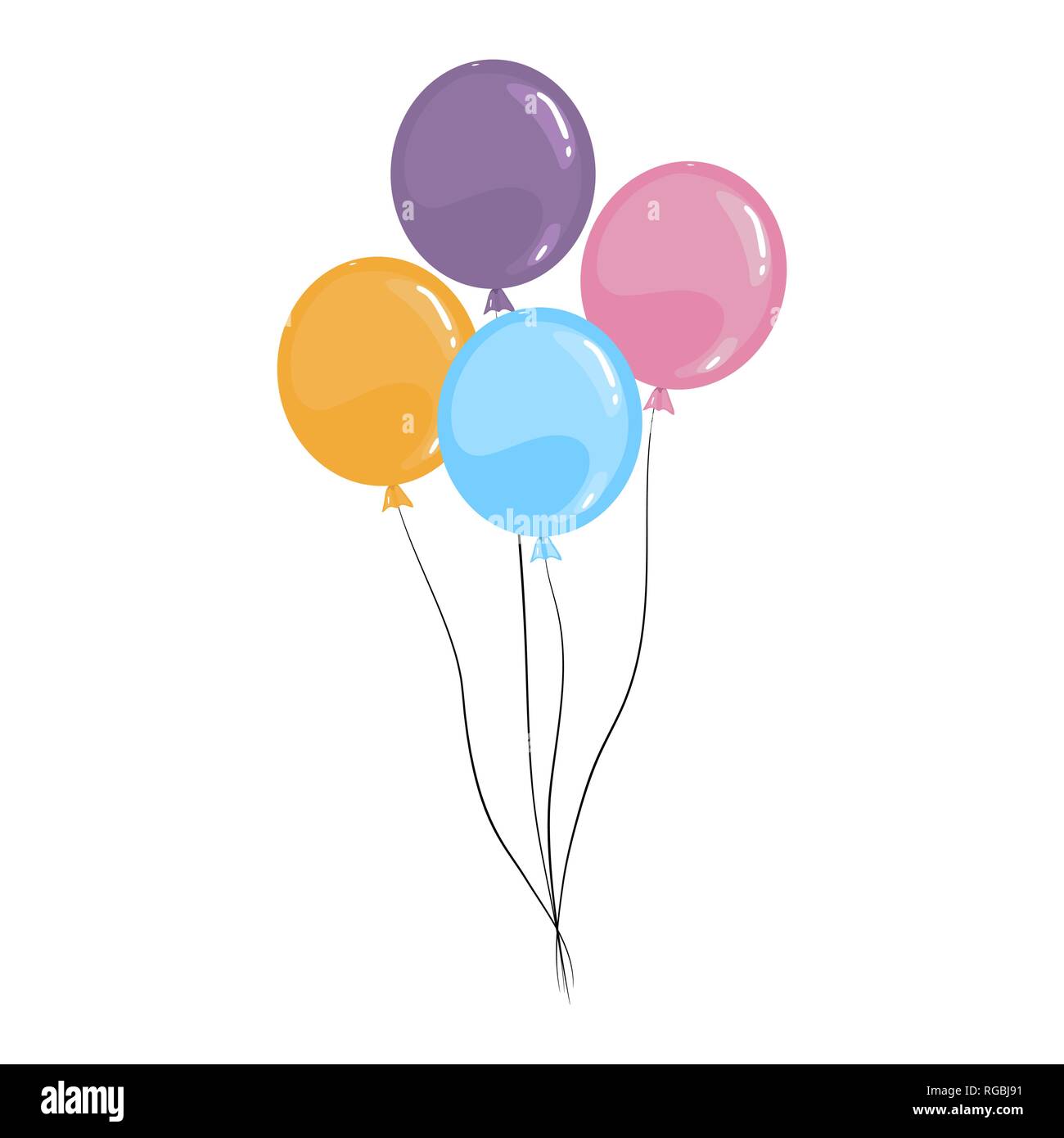 montón de globos de helio, bolas de aire voladoras aisladas en fondo  blanco. feliz cumpleaños, concepto de vacaciones. decoración de fiesta  diseño de dibujos animados de vectores 5624170 Vector en Vecteezy, Globos