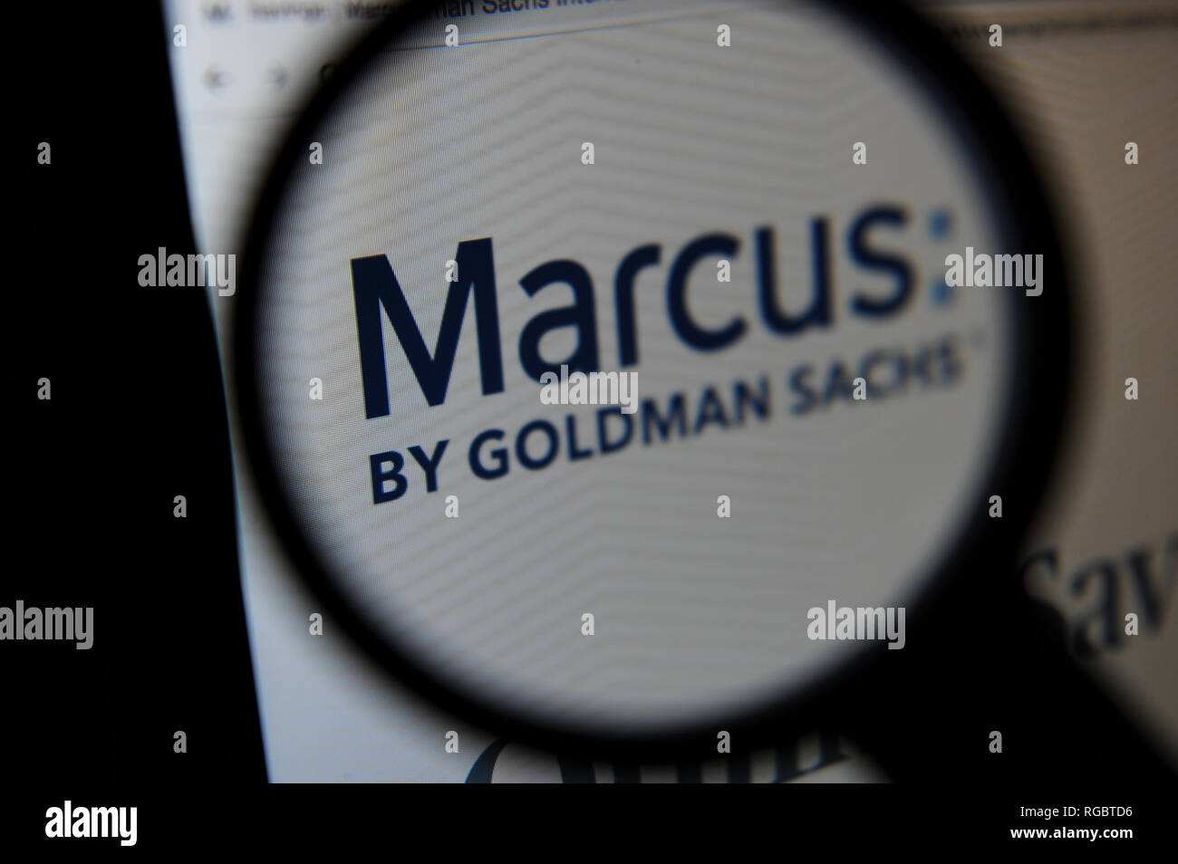 El Banco Marcus por Goldman Sachs en un ordenador Foto de stock