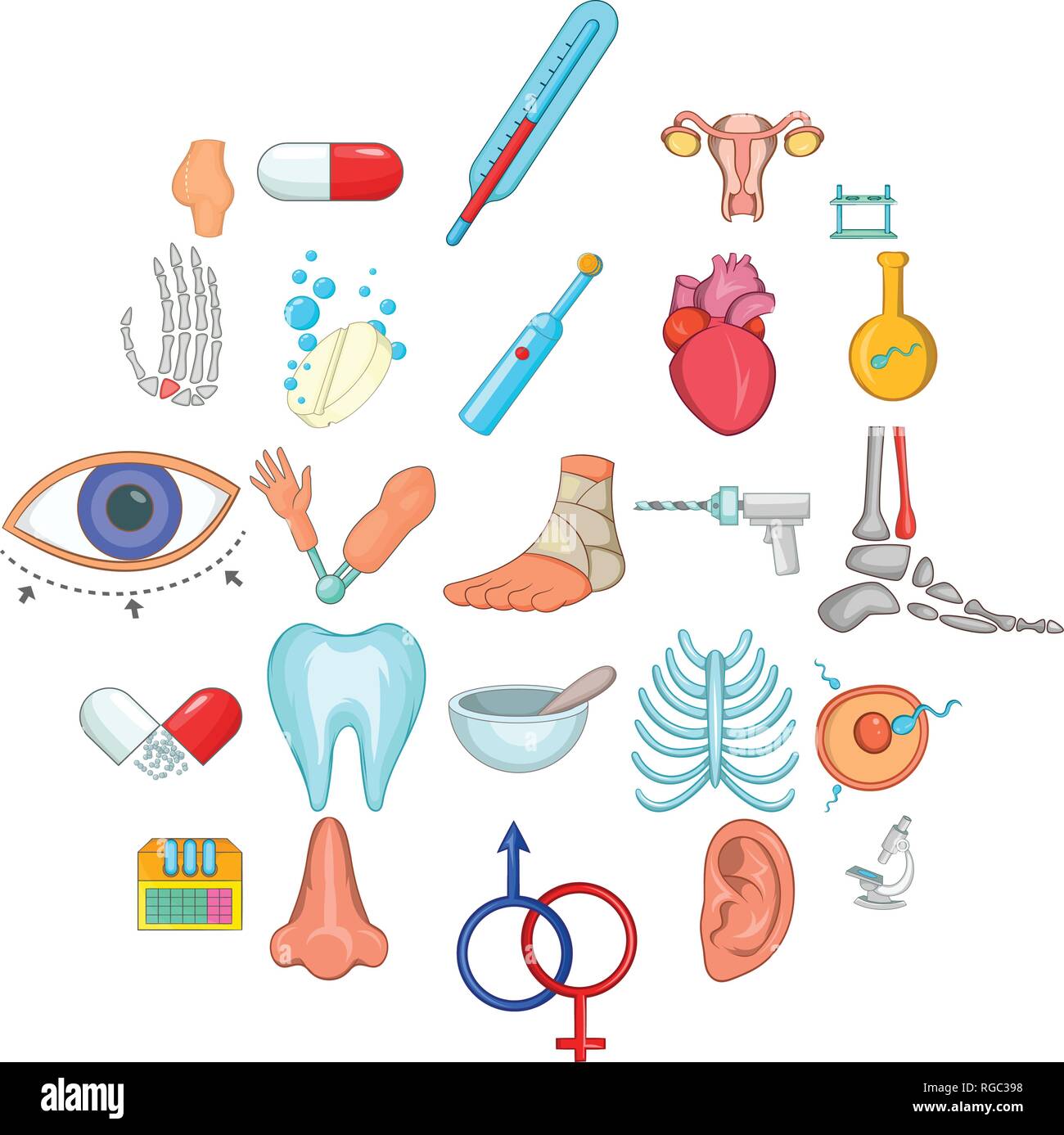 Iconos de enfermedad, estilo de dibujos animados Imagen Vector de stock -  Alamy