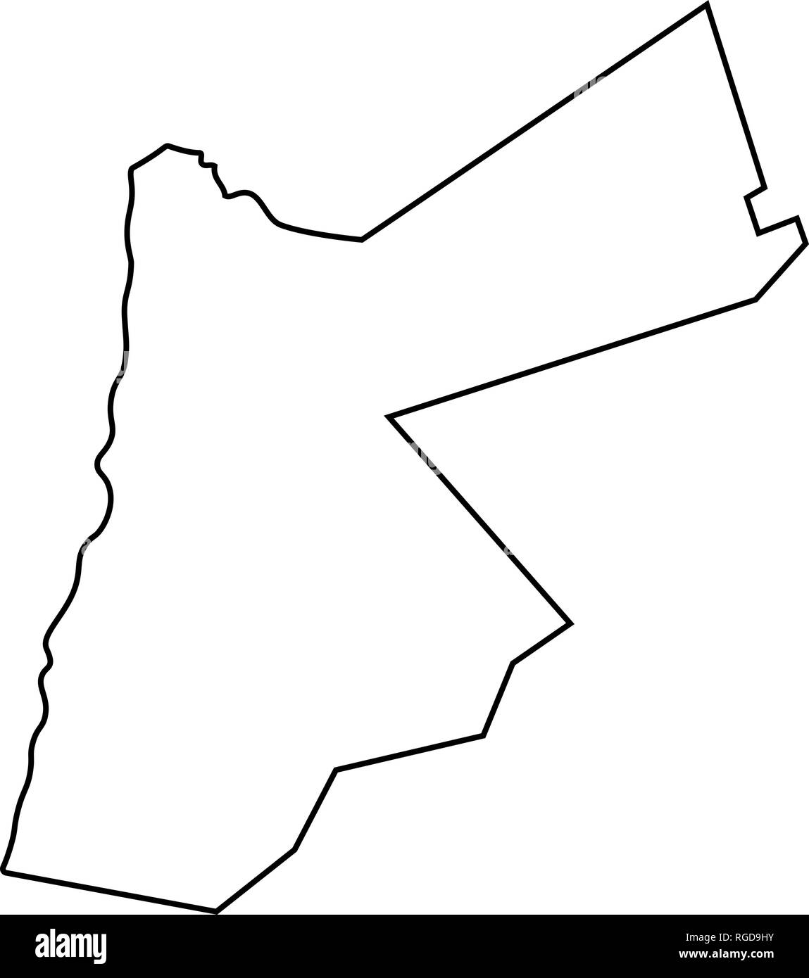 Mapa de Jordania Esquema. Silueta de Jordania mapa ilustración