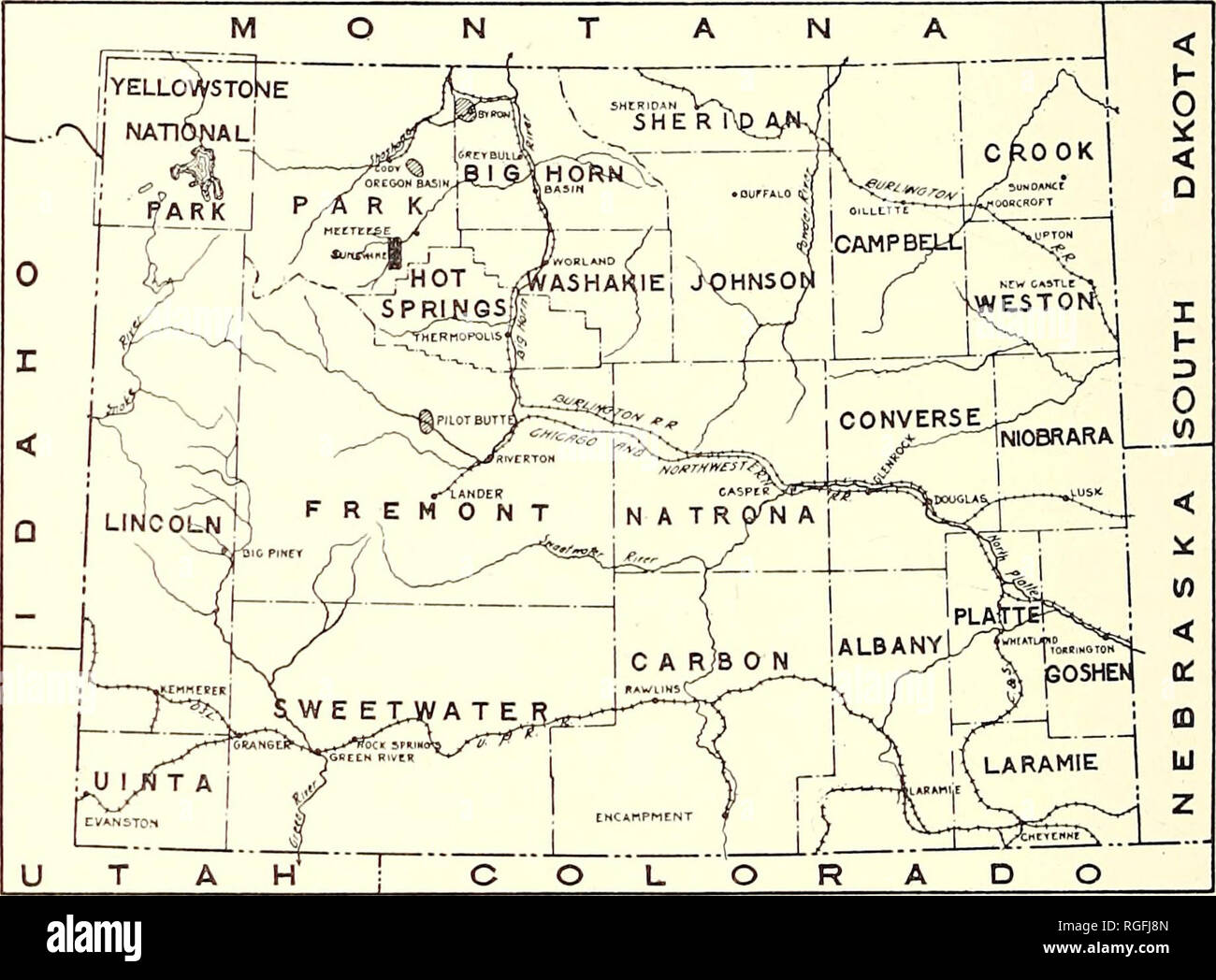 Mapa de burlington wyoming fotografías e imágenes de alta resolución