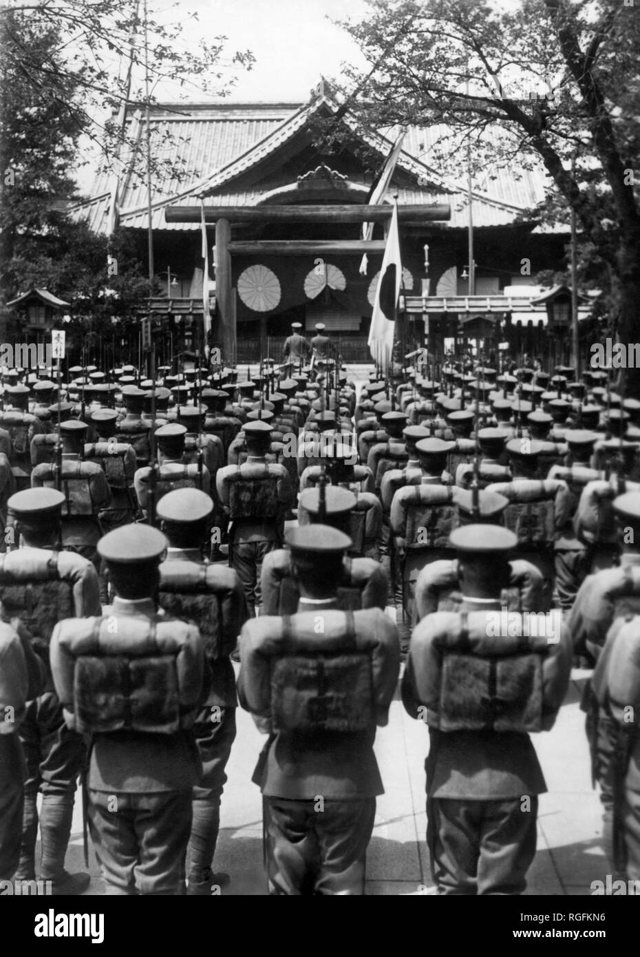 Japón, soldados dejando de Manchuria, 1930-40 Foto de stock