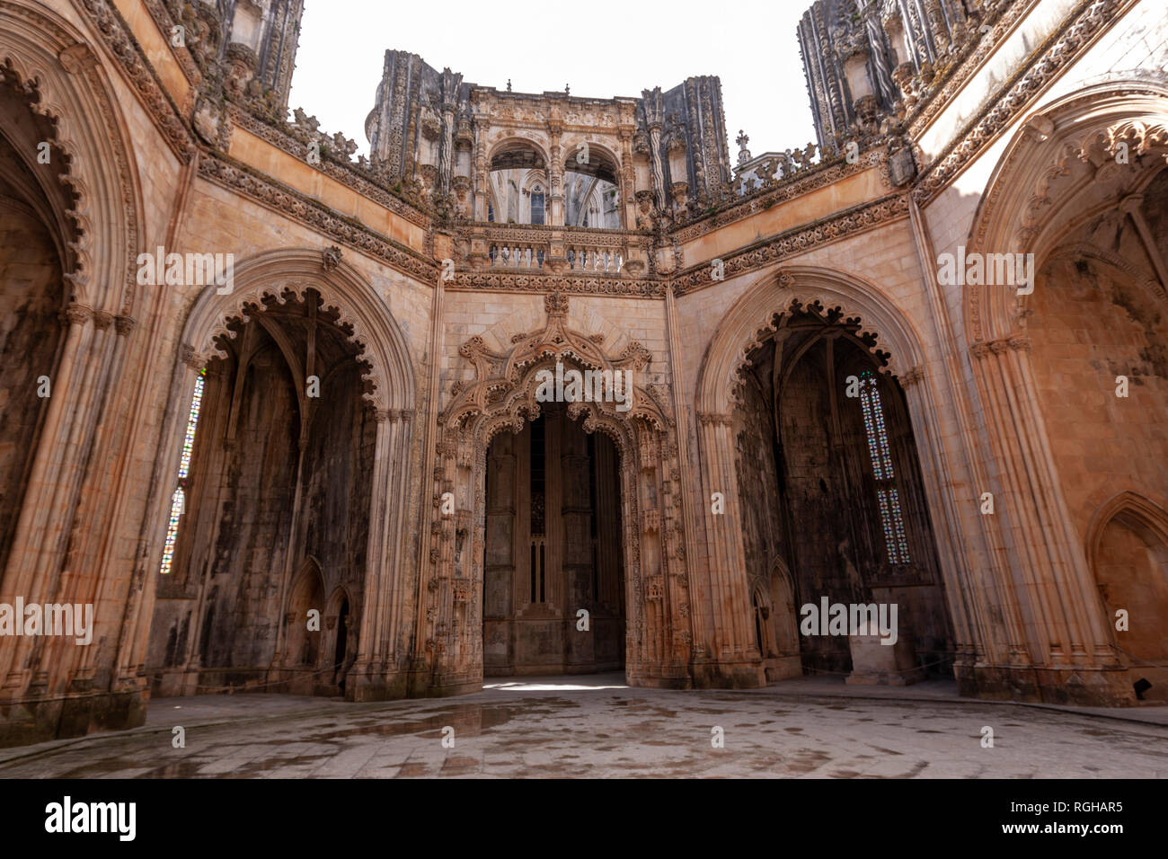 Capilla inacabada, Monasterio de Batalha, Batalha, Portugal Foto de stock