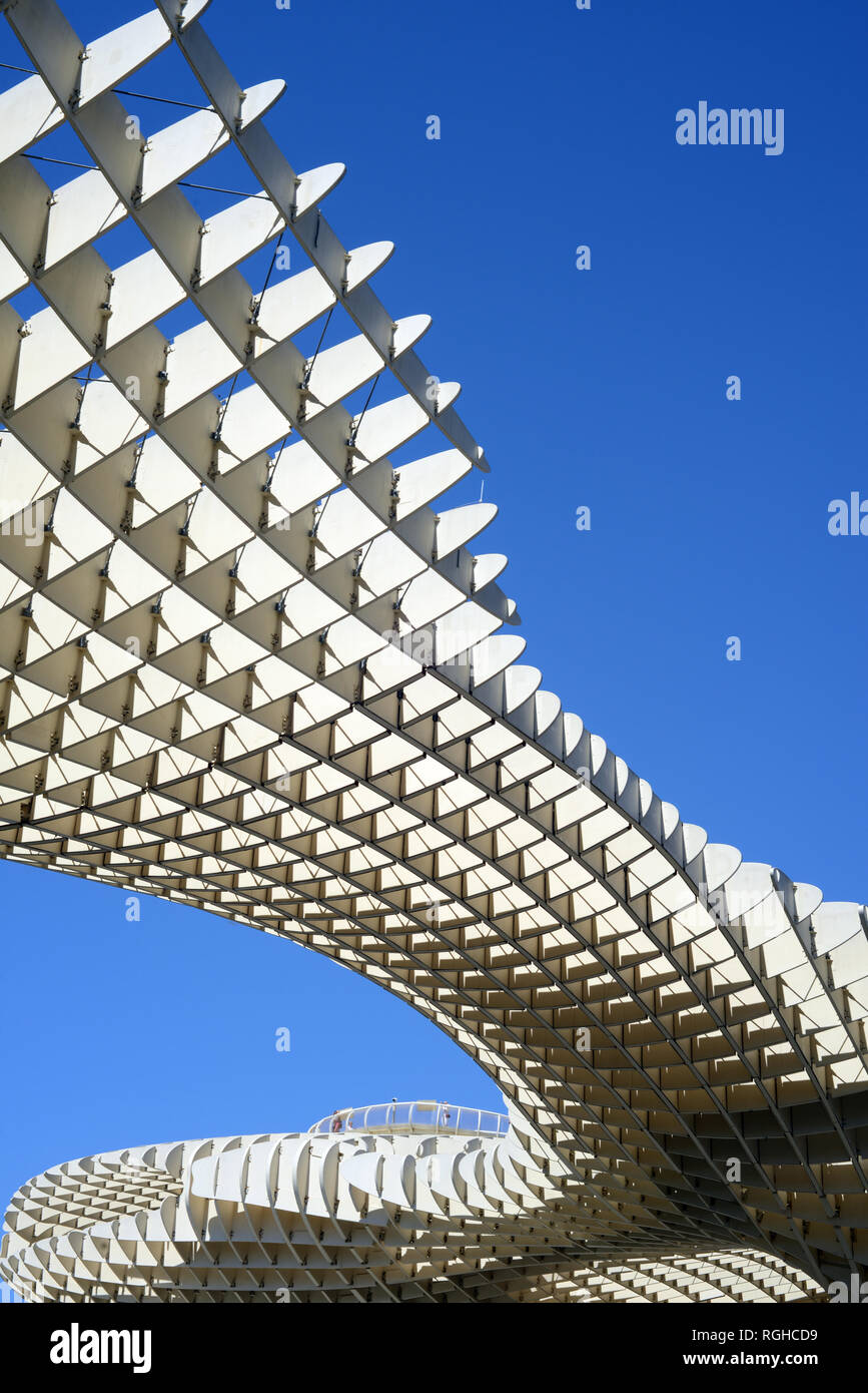 La famosa estructura de madera y landmark Metropol Parasol, que está situado en la plaza de la