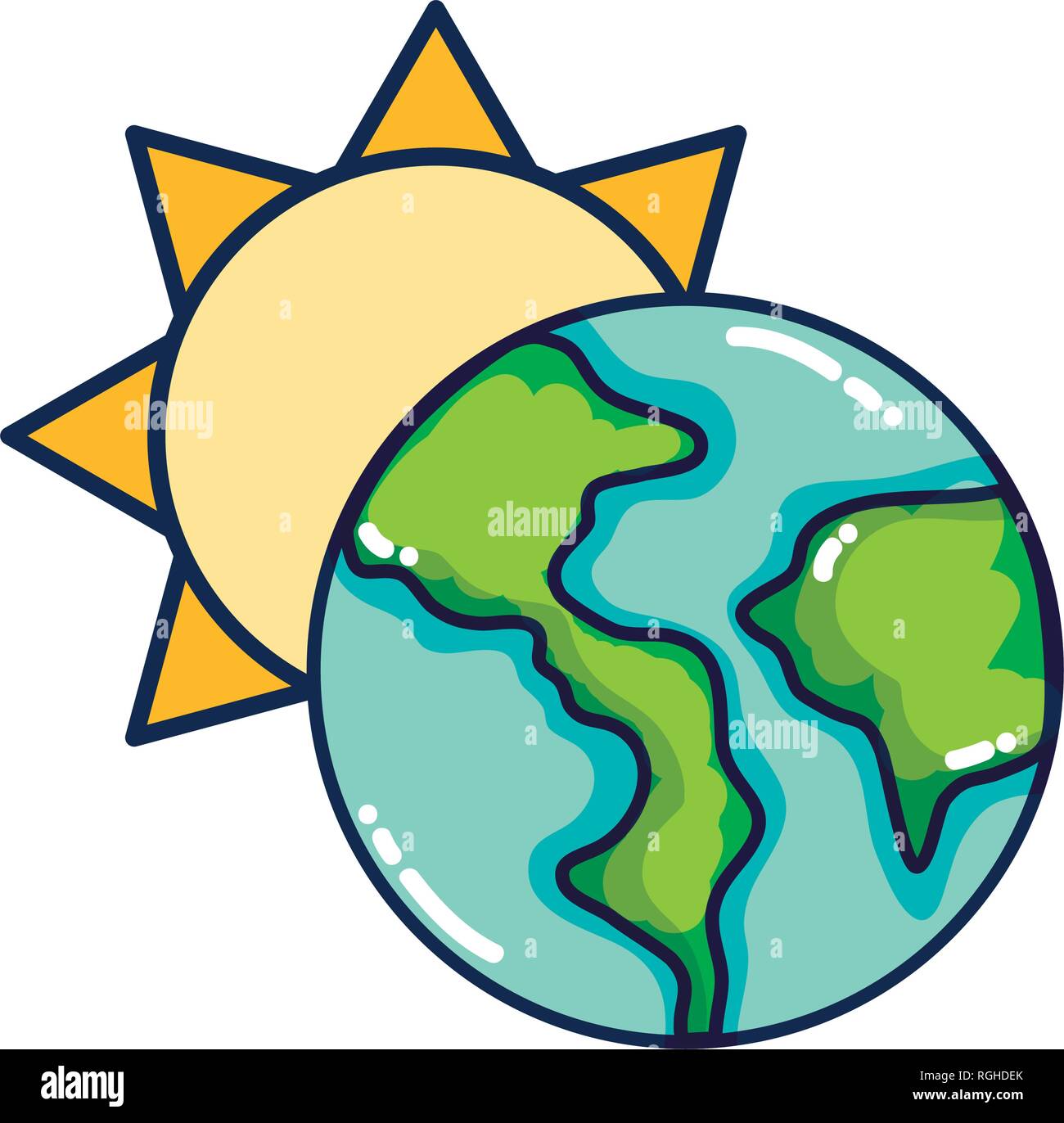 Sol y Tierra cartoon Imagen Vector de stock - Alamy