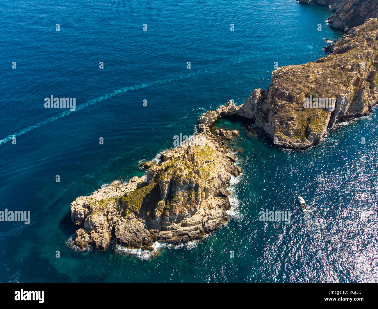 España, Baleares, Mallorca, Región de Calvia, vista aérea de las Islas Malgrats Foto de stock
