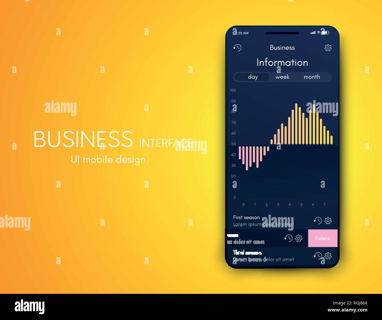 Interfaz de usuario con la infografía con diagramas y gráficos en un