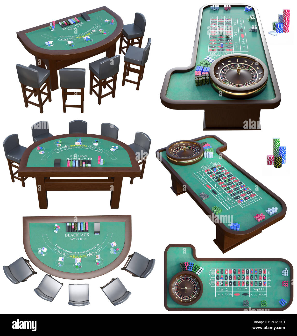 Mesas de Casino representaciones en 3D Fotografía de stock - Alamy