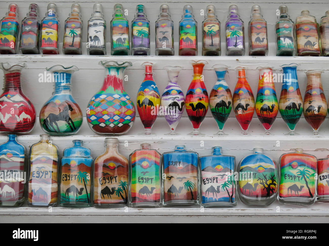 Andenken, Sandflaschen, Hurghada, Aegypten Foto de stock