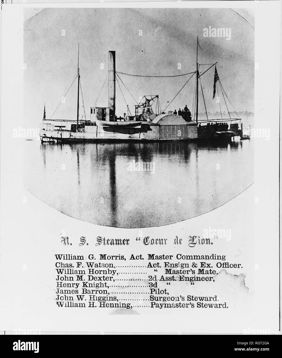 USS Coeur de León (1861-1865), con su tripulación en cubierta y después de pistola, tripulada durante la Guerra Civil.jpg - RGT2GA Foto de stock