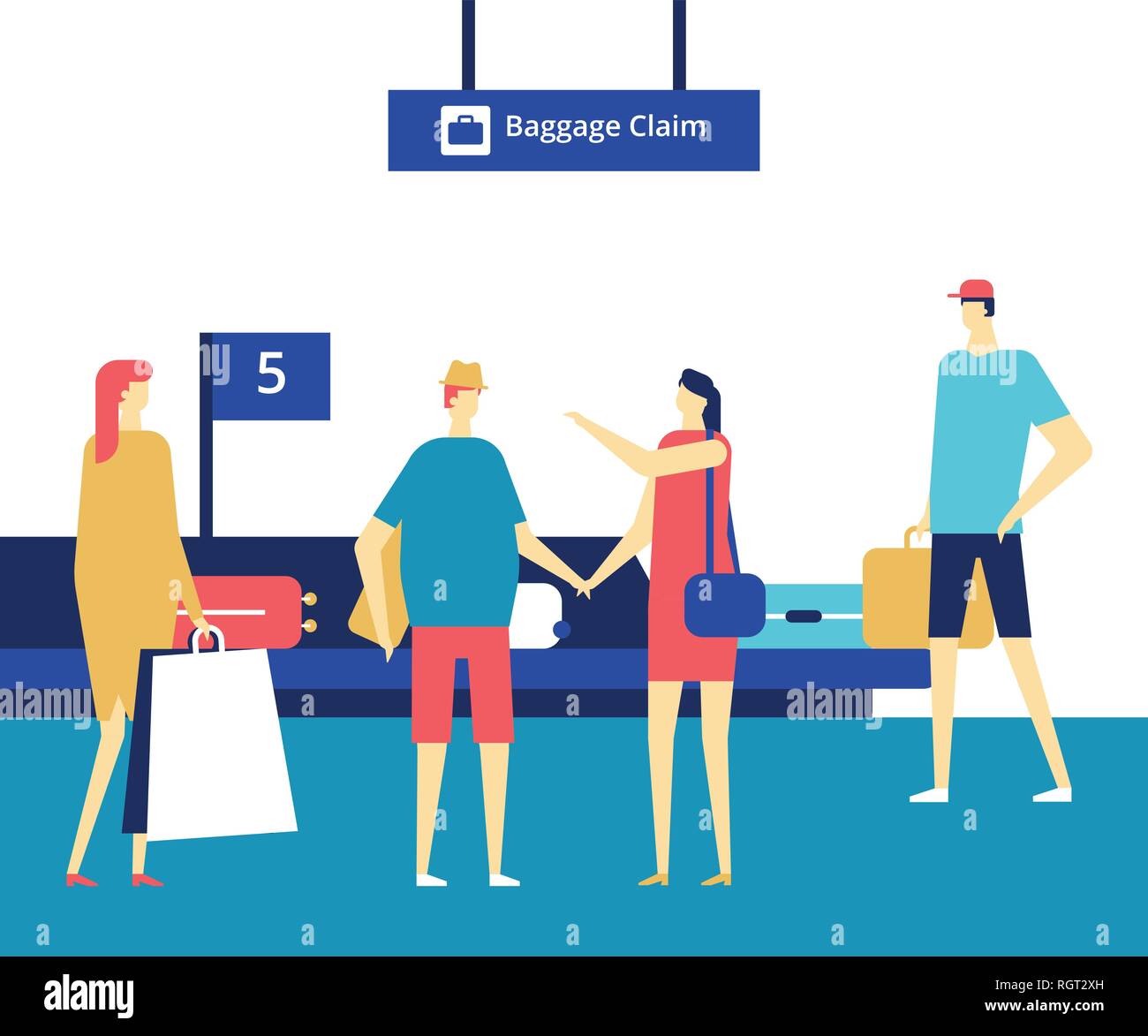 Recogida de equipajes en el aeropuerto diseño plano colorido estilo