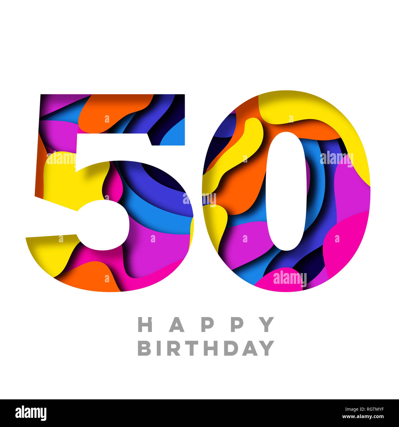 Feliz Cumpleanos Numero 50 Colorido Diseno De Corte De Papel Foto