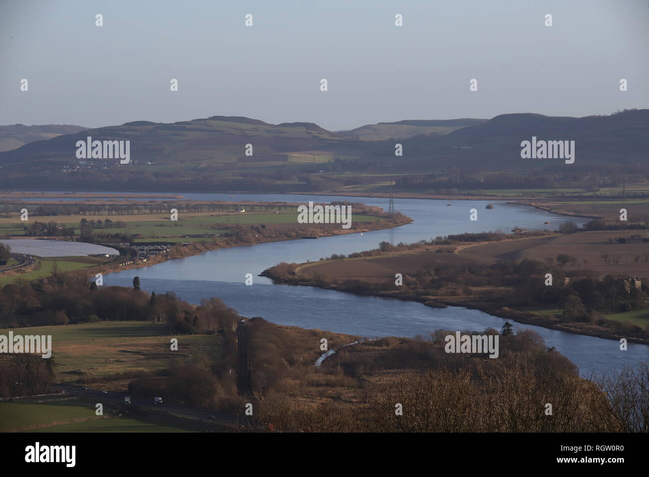 Vista elevada del río Tay Escocia Enero 2019 Foto de stock