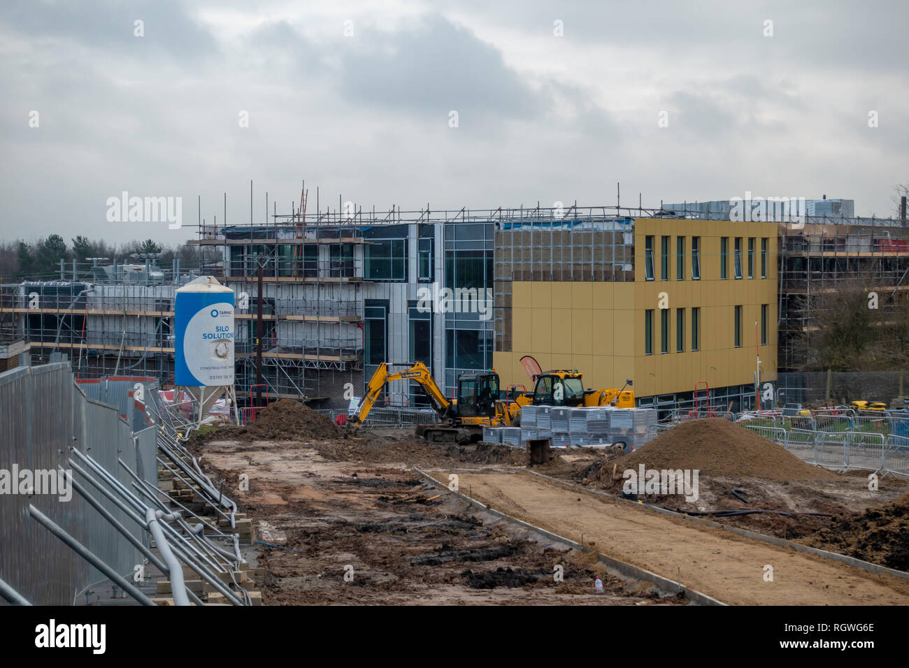 La nueva Escuela Secundaria Castlebrook en construcción en enterrar Unsworth Foto de stock
