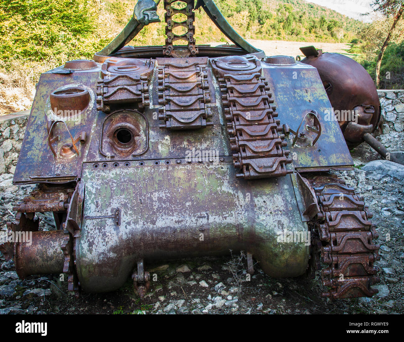 La batalla de Cassino, Italia la II Guerra Mundial. Tanque polaco Memorial Granja Albaneta Foto de stock