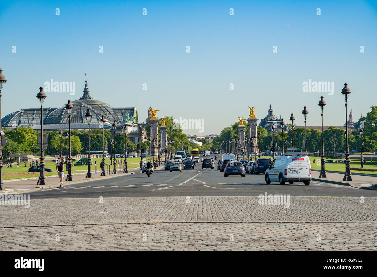 París, 7 de mayo: Vista exterior del Grand Palais, el 7 de mayo de 2018, en París, Francia Foto de stock