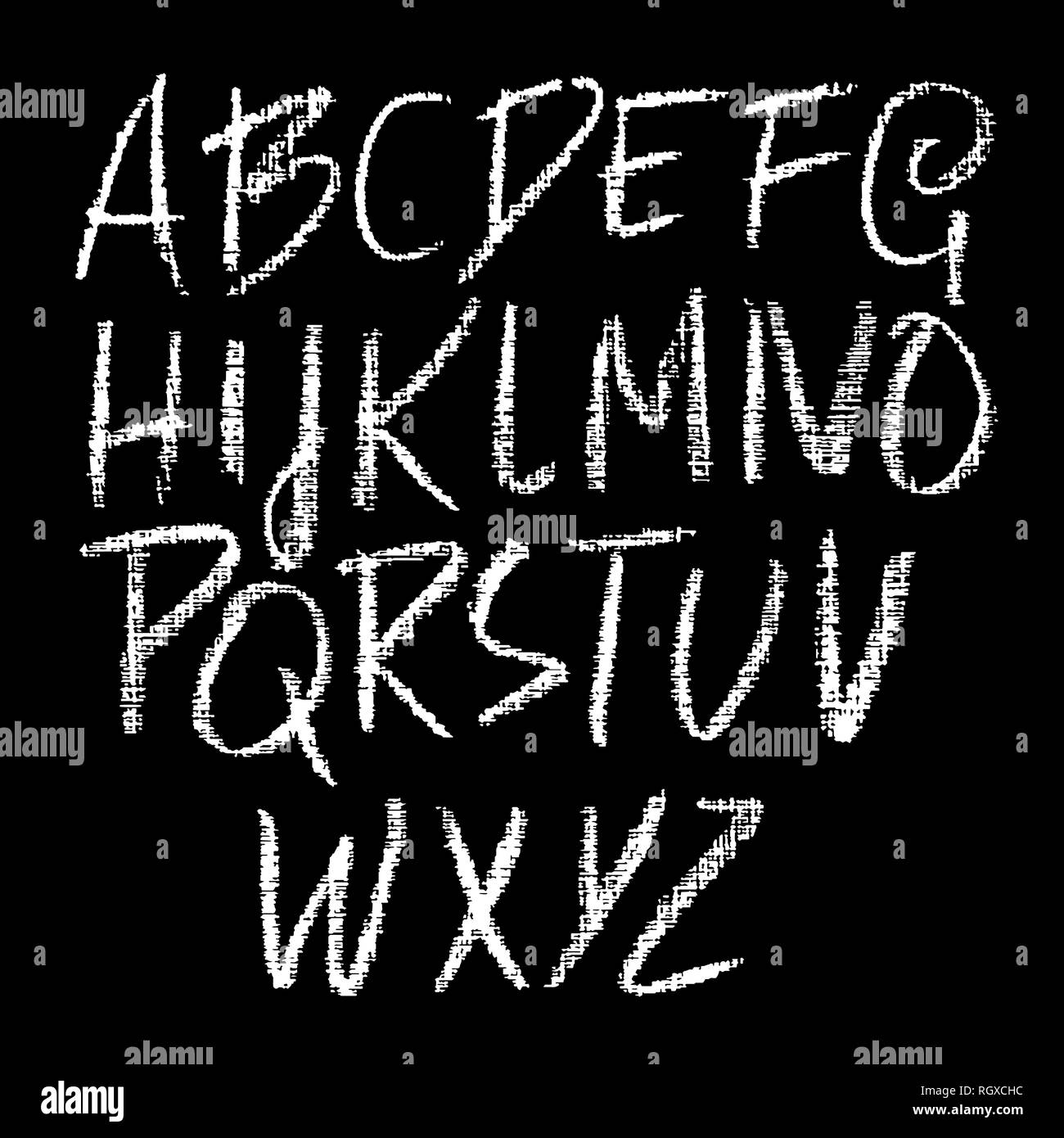 Chalk texturados de font. Grunge script en pizarra. La caligrafía  ilustración vectorial Imagen Vector de stock - Alamy
