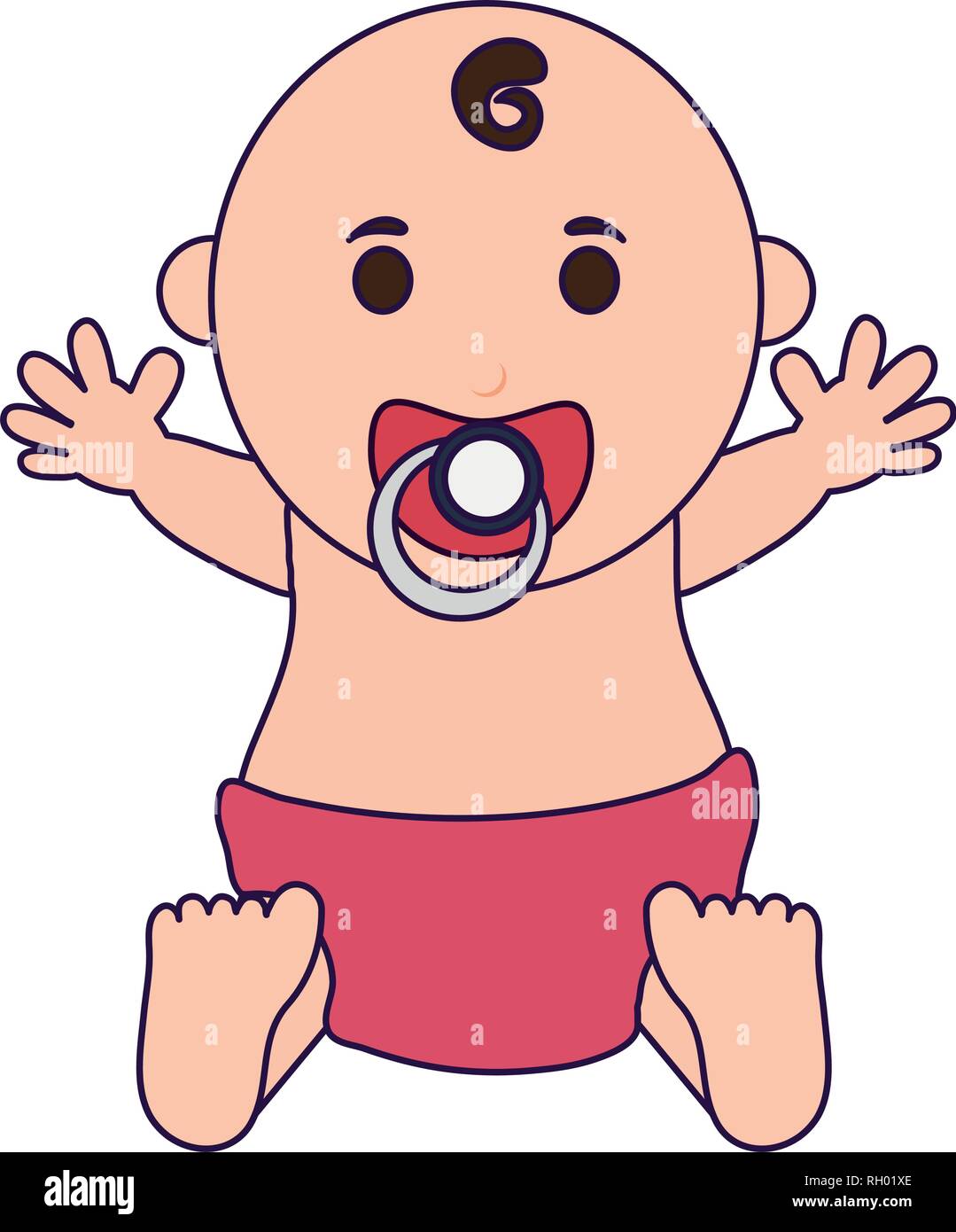 Bebé con chupete aislados de dibujos animados Imagen Vector de stock - Alamy