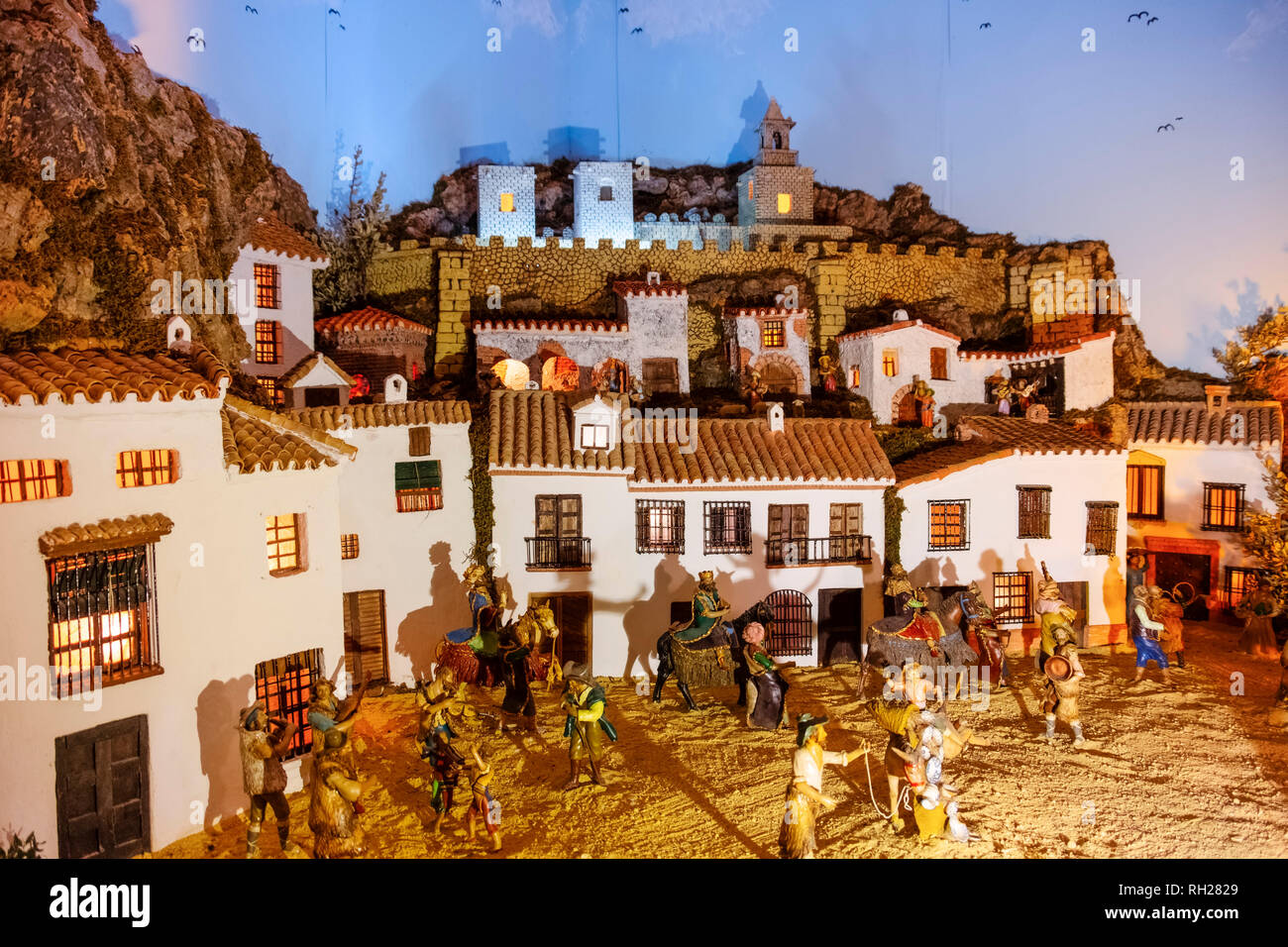 Navidad portal de Belén. Casco antiguo de la ciudad monumental de Antequera,  en la provincia de Málaga. Andalucía, al sur de España. Europa Fotografía  de stock - Alamy