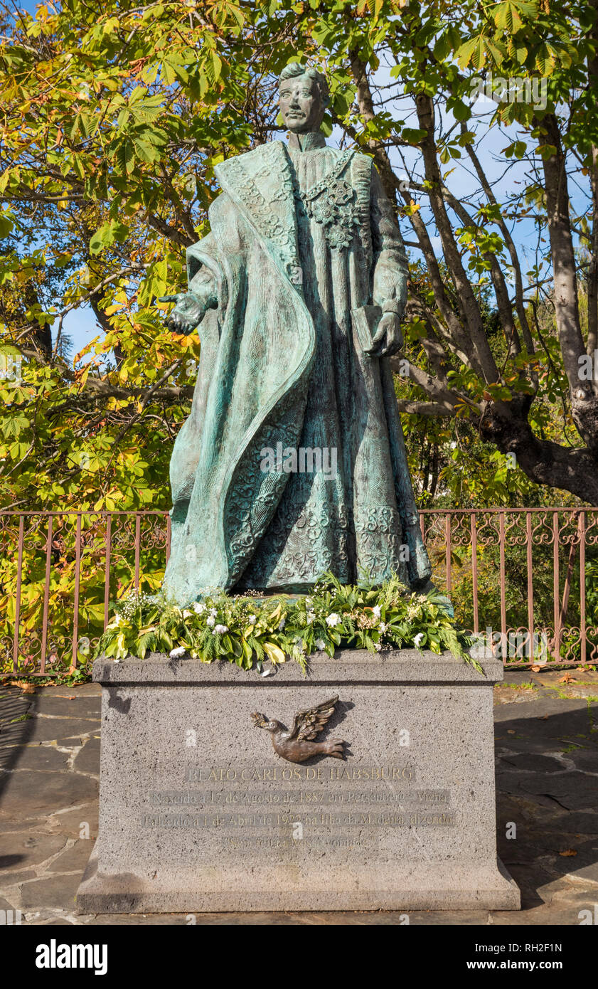 Estatua de Carlos I de Austria (Beato Carlos de Habsburgo) beato Karl el último Habsburgo Santo Emperador Romano Augusto Cid Monte Madeira Portugal ue Foto de stock