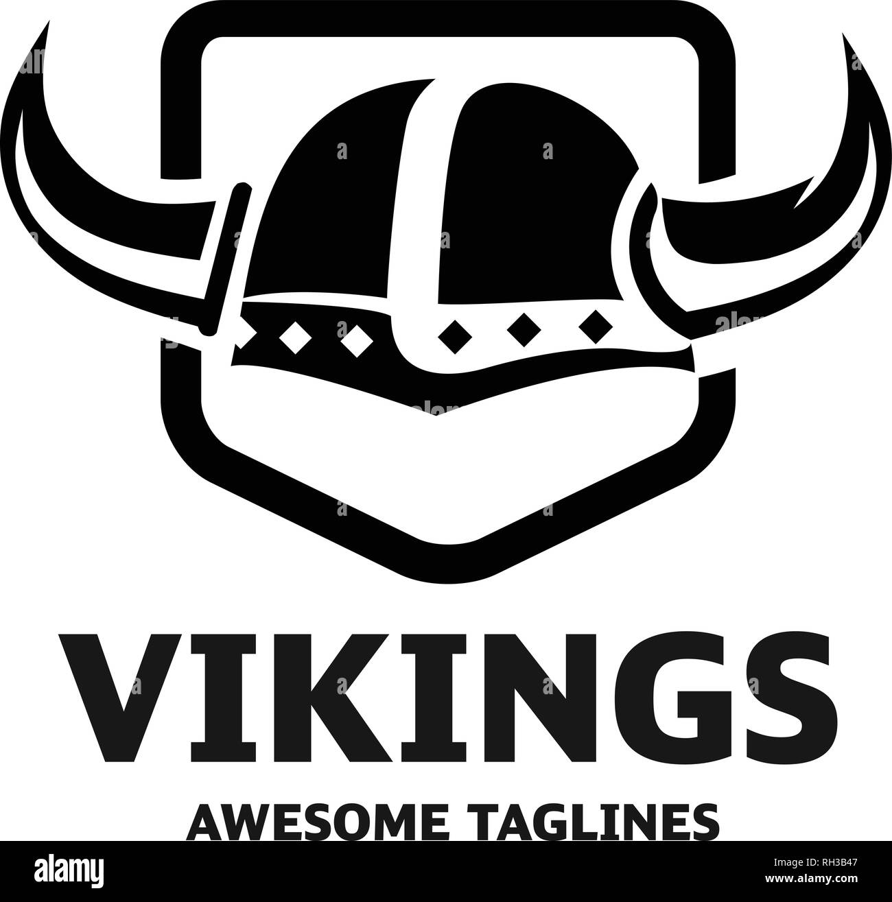 Casco Vikingo vector logo. Ilustración plana de casco y escudo vikingo  vector logo Imagen Vector de stock - Alamy