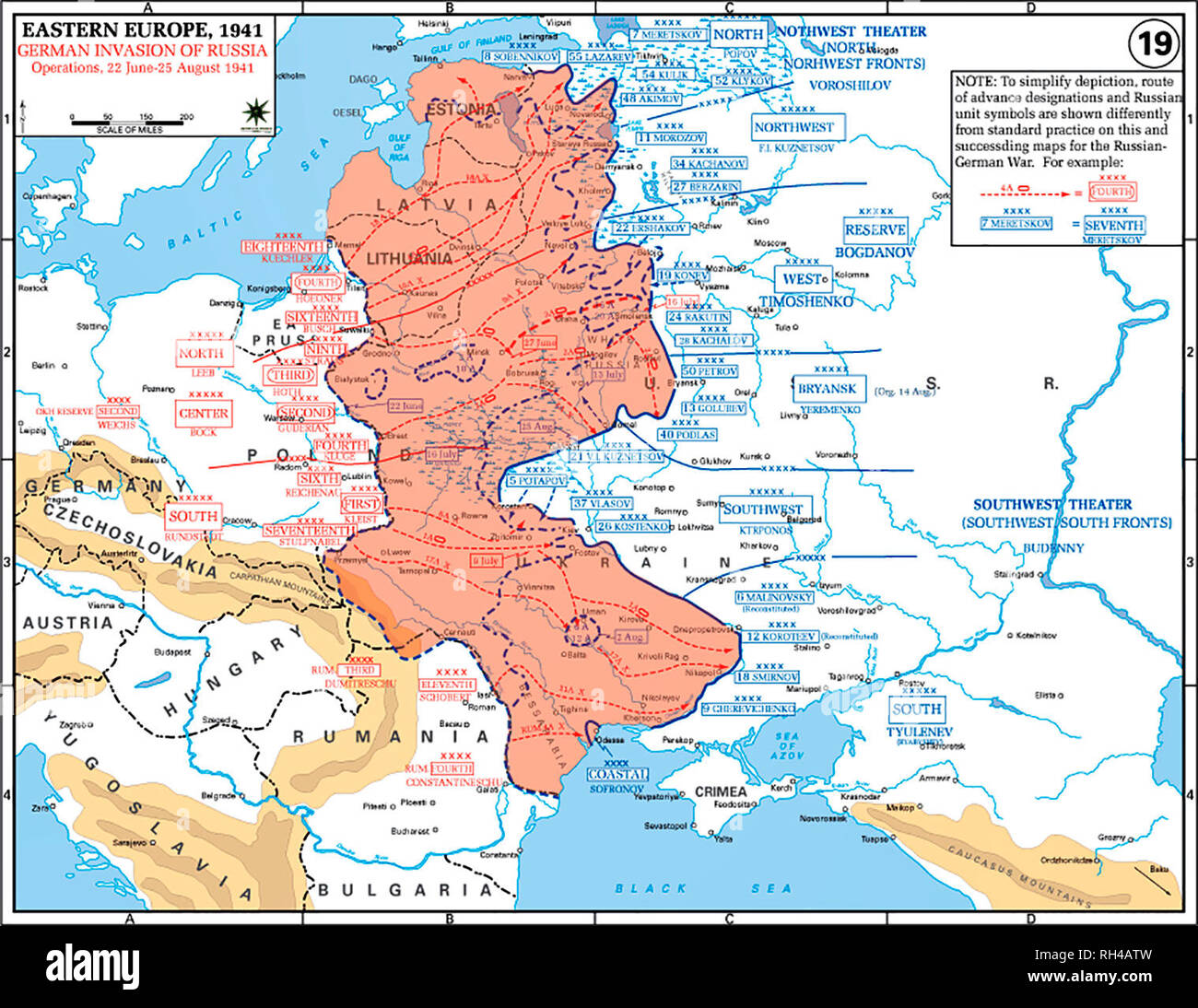 Fase de apertura de la operación Barbarossa. Foto de stock
