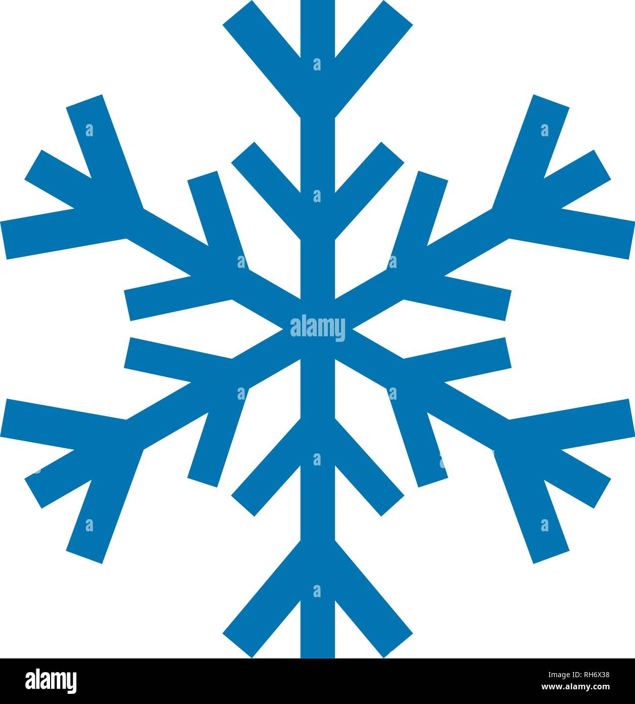 Icono de vector de copo de nieve de color azul. Copo de nieve blanca  Navidad invierno elemento de cristal. Tiempo ilustración colección de  hielo. Xmas frost aislada plana Imagen Vector de stock -