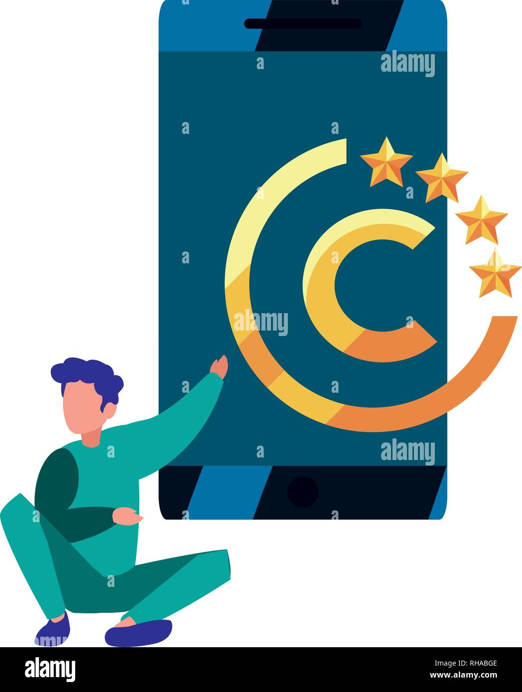 Hombre de negocios móviles digitales copyright ilustración vectorial Ilustración del Vector