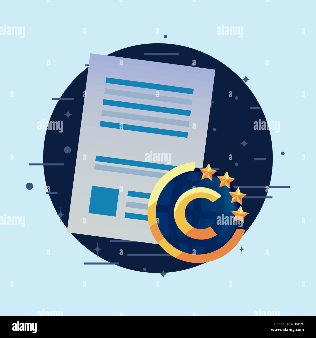 Copyright patentes creatividad autor firmar ilustración vectorial Ilustración del Vector