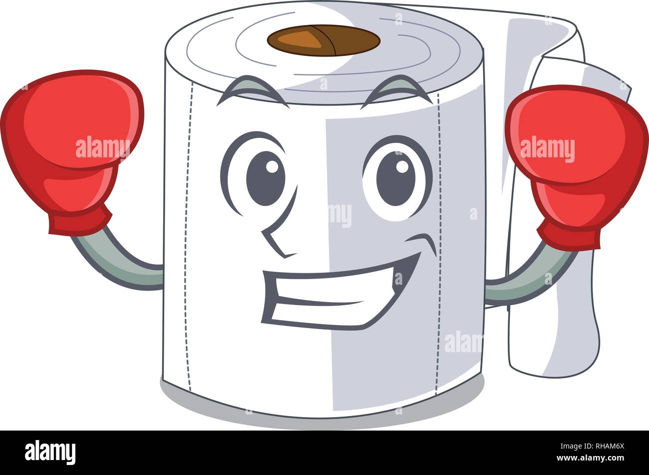 Boxeo cartoon papel higiénico en el baño Imagen Vector de stock - Alamy